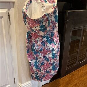 Lilly Pulitzer Strapless Dress in Pink and Blue Floral